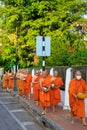 Thai Buddhist Monks Alms Nakhon Lampang Thailand