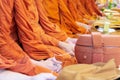 Thai Buddhist monks paying respect. Royalty Free Stock Photo