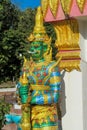 Thai Buddhist Temple Guardian Giant Suriyaphob green statue Royalty Free Stock Photo