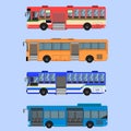 Thai bus difference type, color middle size open the door for passenger come inside. vector illustration eps10