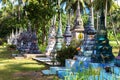 Thai cemetery near Beautiful temple Wat Samai Kongka on Ko Pha Ngan, Thailand.