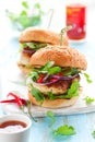 Thai chicken burger Royalty Free Stock Photo