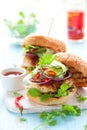 Thai chicken burger Royalty Free Stock Photo