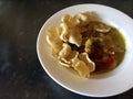 Thai Chicken curry with mini poppadom Royalty Free Stock Photo