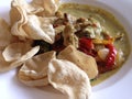 Thai Chicken curry with mini poppadom Royalty Free Stock Photo