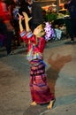 Thai children people group band show traditional dancing culture of Lanna for travelers at Thanon Khon Muan Night market or