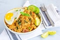 Thai Chili Basil Fried Rice in a Bowl, Thai Food, Thai Cuisine Photography