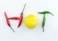 Thai chilii and lemon isolated Royalty Free Stock Photo