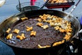 The Thai Chinese Deep Fried Donut Was Being Made In The Big Wok Royalty Free Stock Photo