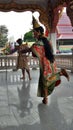 Thai classical dancing with mask and head docoration Royalty Free Stock Photo