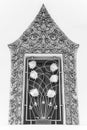 Thai classical style ancient art of window frame in temple Royalty Free Stock Photo