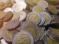 Thai coin pile close up background Royalty Free Stock Photo