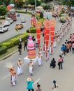 Thai costume parade of candle festival procession