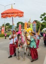 Thai costume parade of candle festival procession