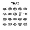 thai cuisine food asia icons set vector Royalty Free Stock Photo