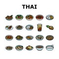 thai cuisine food asia icons set vector Royalty Free Stock Photo