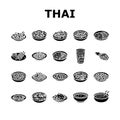 thai cuisine food asia icons set vector Royalty Free Stock Photo