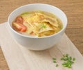 Thai Omelet Soup with Tomatoes and Chopped Scallion Royalty Free Stock Photo