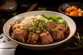 Thai cuisine at its finest Braised pork noodles with pork balls