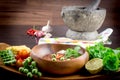 Thai cuisine nam prik or chili paste mixes Royalty Free Stock Photo