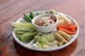 Shrimp Chili Sauce and thai vegetables. Royalty Free Stock Photo