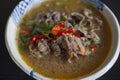 Thai Cuisine , Tom Sab Isaan Soup or Thai Clear Spicy Hot and Sour Soup with Beef Royalty Free Stock Photo