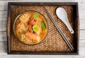 Thai cuisine Tom Yum Goong with instant noodle Royalty Free Stock Photo