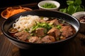 Thai culinary delight Braised pork noodles with pork balls soup