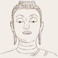 Thai culture concept with buddha , hand drawb sketch line art vector.