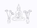 Thai culture concept with buddha , sketch vector/