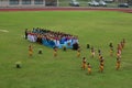 Thai dance performances of students in the stadium,Thailand August 19, 2016.