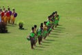 Thai dance performances of students in the stadium,Thailand August 19, 2016.