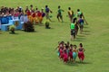 Thai dance performances of students in the stadium,Thailand August 19, 2016.