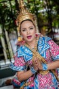 Thai Dancers at Erawan Shrine, A Hindu shrine, Bangkok, Thailand Royalty Free Stock Photo