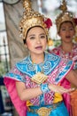 Thai Dancers at Erawan Shrine, A Hindu shrine, Bangkok, Thailand Royalty Free Stock Photo