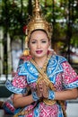 Thai Dancers at Erawan Shrine, A Hindu shrine, Bangkok, Thailand Royalty Free Stock Photo