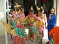 Thai dancers preparing for show Royalty Free Stock Photo