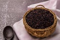 Thai dark purplish brown riceberry rice grains, the healthy Thai long grain rice