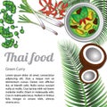 Thai delicious and famous food Green Curry with isolated white b