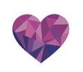 Illustration vector purple heart poly cube Assemble the design on a white background