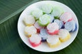 Thai dessert, Kanom Chan, layer soft pudding Royalty Free Stock Photo