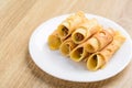 Thai dessert Khanom Tokyo,pancake roll stuff with minced pork