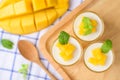 Thai dessert mango pudding in glass Royalty Free Stock Photo