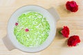Thai dessert, rice noodles made of rice eaten with coconut milk Royalty Free Stock Photo