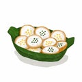 Thai Desserts Kanom Krok on banana leaf