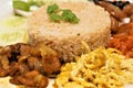 Close-up on a fried rice and shrimps paste dish