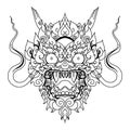 Thai Dragon isolate vector, Line Thai is Thailand Style and Tattoo design.The Naga is a wild animal in Himmapan Forest. Royalty Free Stock Photo