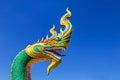 Thai dragon or serpent king or king of naga statue in thai temple Royalty Free Stock Photo