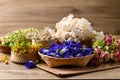 Thai edible flowers from organic local farmers market in Northern of Thailand