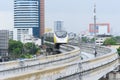 Thai electric monorail train yellow line in Bangkok